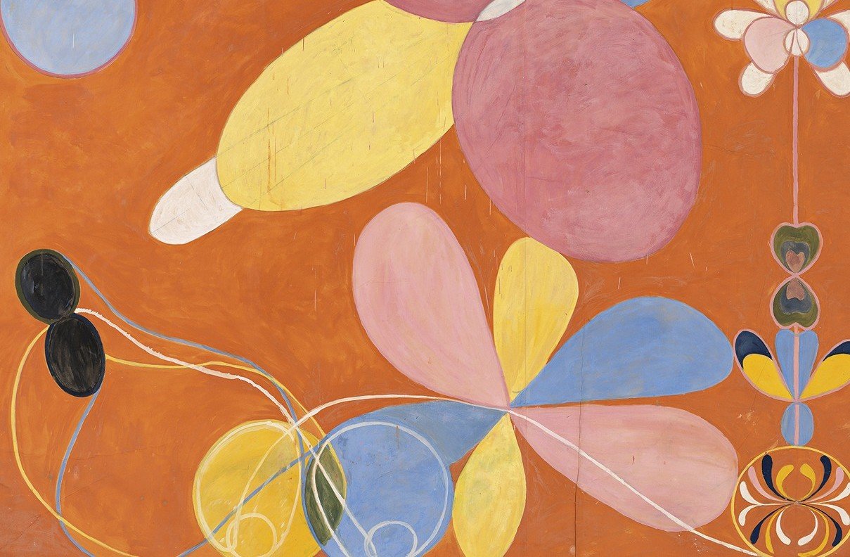 Grupp IV, nr 4. De tio största,
Ynglingaåldern, 1907
Tempera på papper uppfodrad
på duk
315 × 234 cm

© Stiftelsen Hilma af Klints Verk 
HAK105